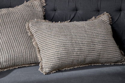 Nkuku Gili Linen Cushion Cover Dark Green & Natural