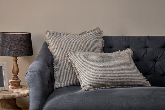 Nkuku Gili Linen Cushion Cover Dark Green & Natural