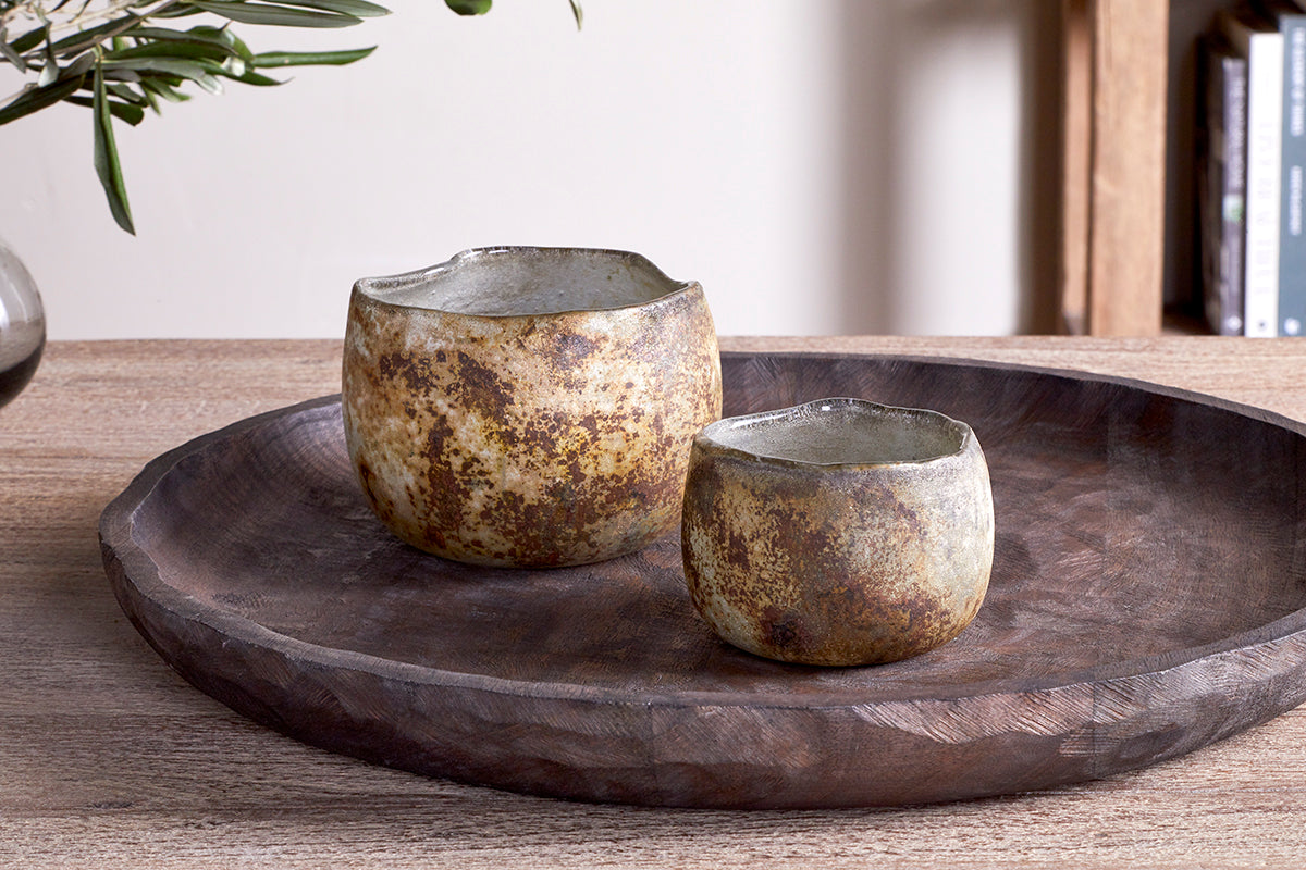 Nkuku Gola Recycled Glass Tealight Holder Antique Smoke