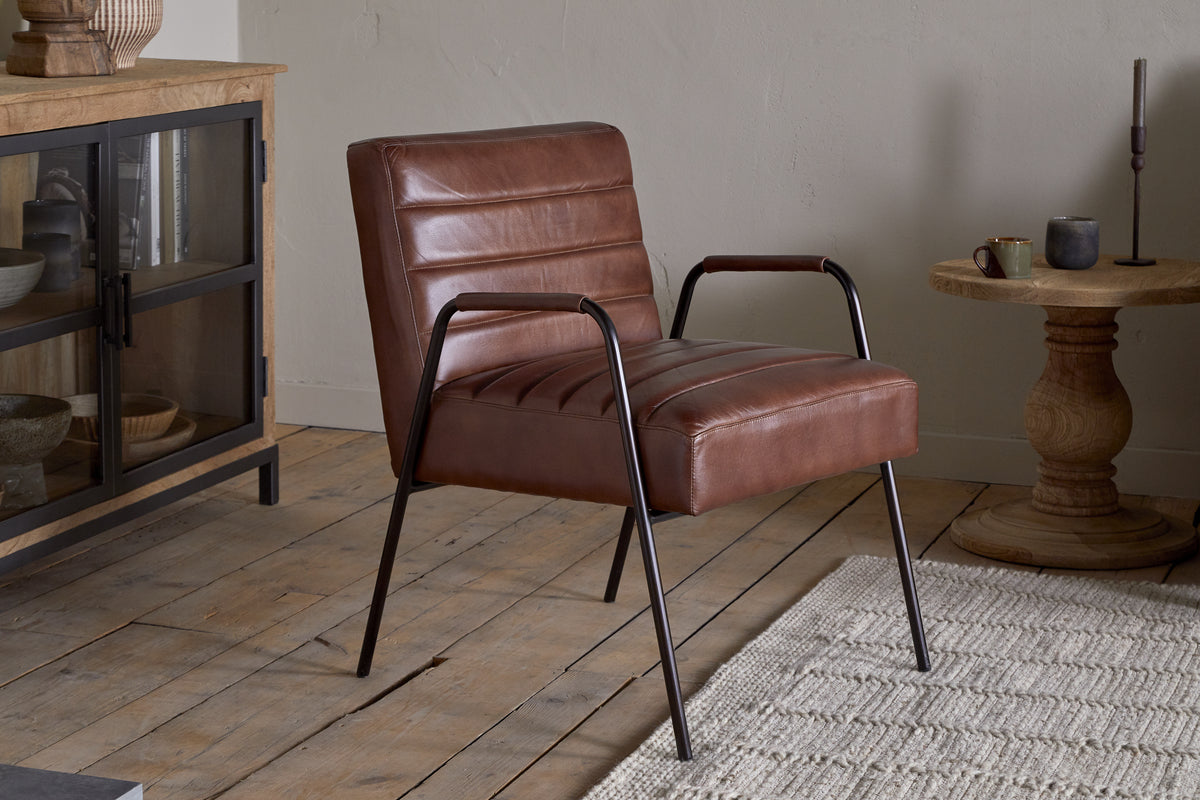 Nkuku Hadithi Leather Occasional Chair Chocolate Brown