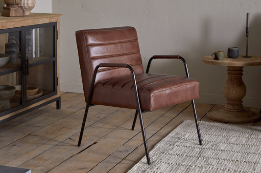 Nkuku Hadithi Leather Occasional Chair Chocolate Brown