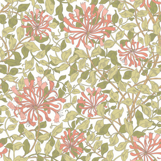 Hoopla Walls Honeysuckle Leaf Trail Coral Pink