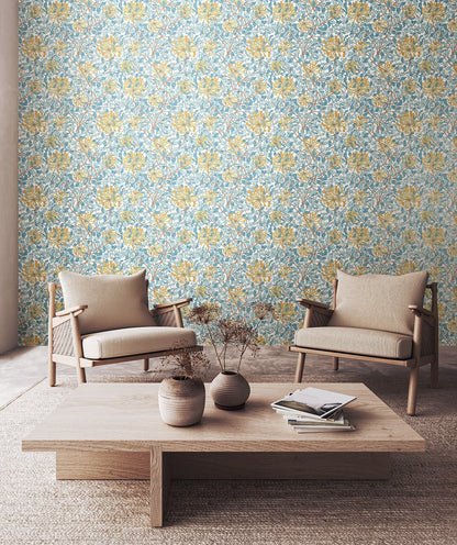 Hoopla Walls Honeysuckle Leaf Trail Soft Blue