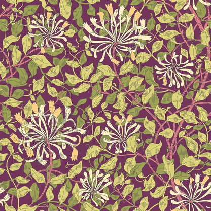 Hoopla Walls Honeysuckle Leaf Trail Aubergine