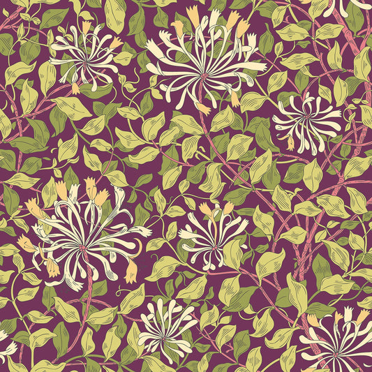 Hoopla Walls Honeysuckle Leaf Trail Aubergine