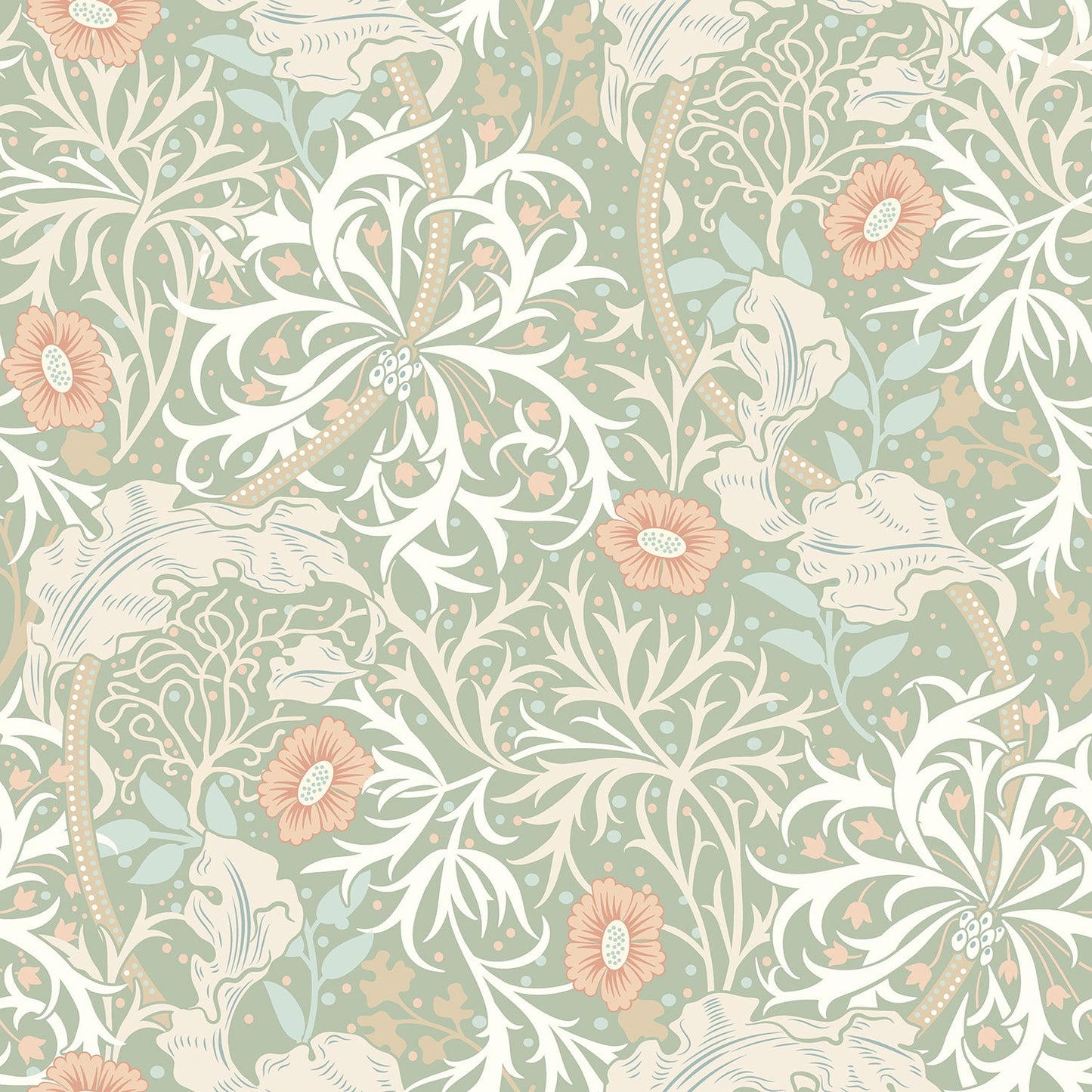 Hoopla Walls Seaweed Garden Sage Apricot