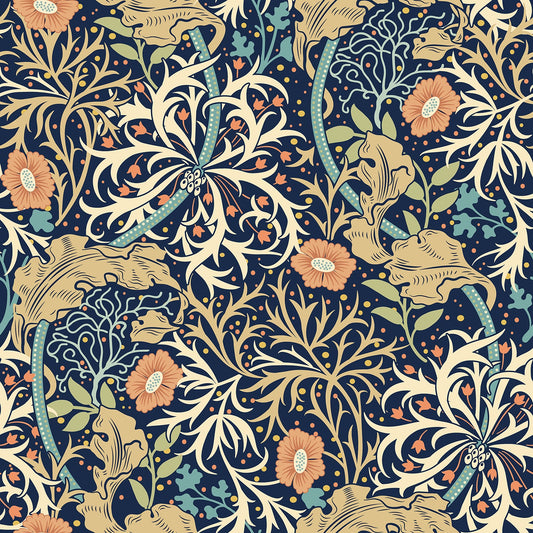 Hoopla Walls Seaweed Garden Navy Blue
