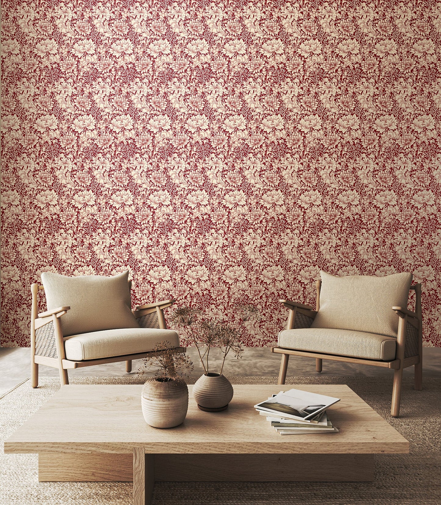 Hoopla Walls Chrysanthemum Ruby Red