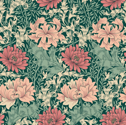 Hoopla Walls Chrysanthemum Green Pink