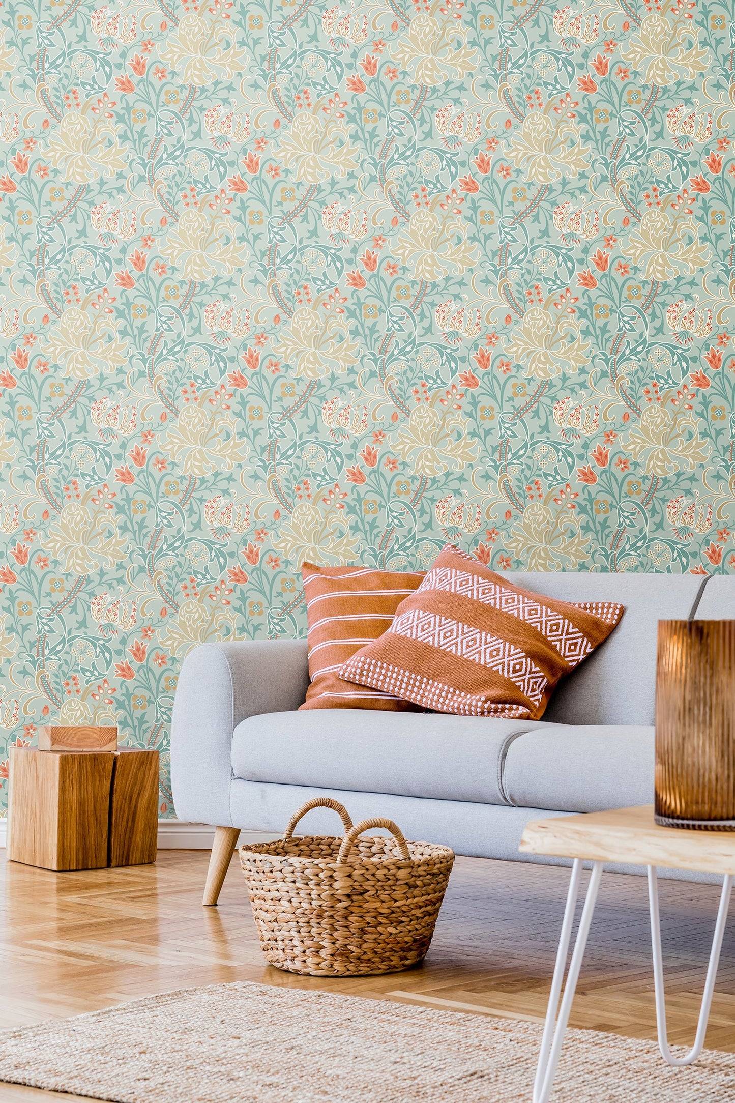 Hoopla Walls Lily Ogee Duckegg Blue