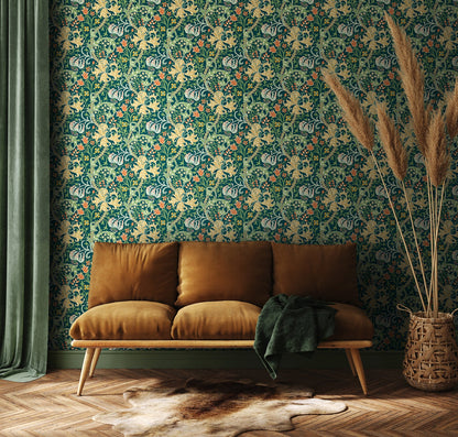Hoopla Walls Lily Ogee Emerald Green