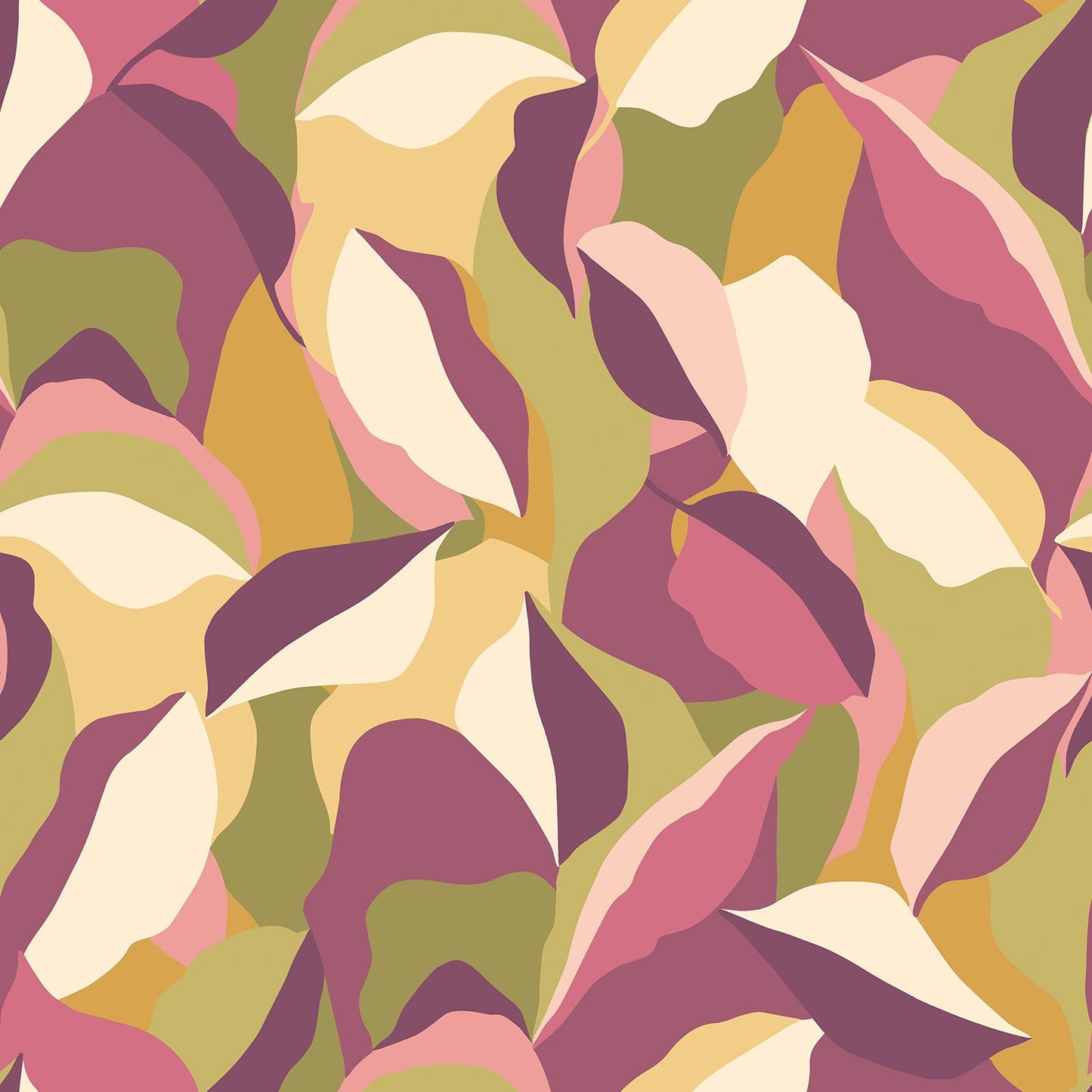 Hoopla Walls Leafy Patchwork Plum Olive