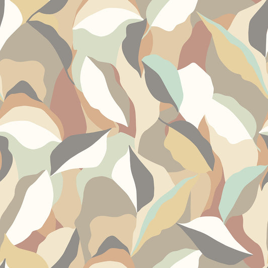 Hoopla Walls Leafy Patchwork Caramel Mint