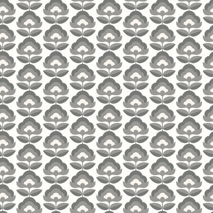 Hoopla Walls Retro Flower Charcoal