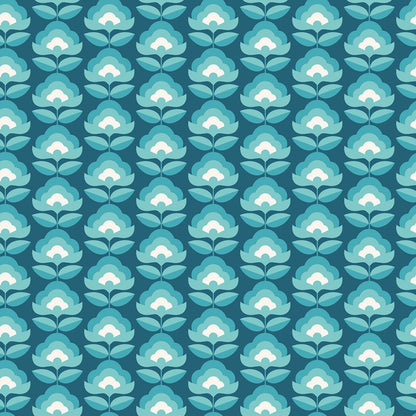 Hoopla Walls Retro Flower Teal Mix