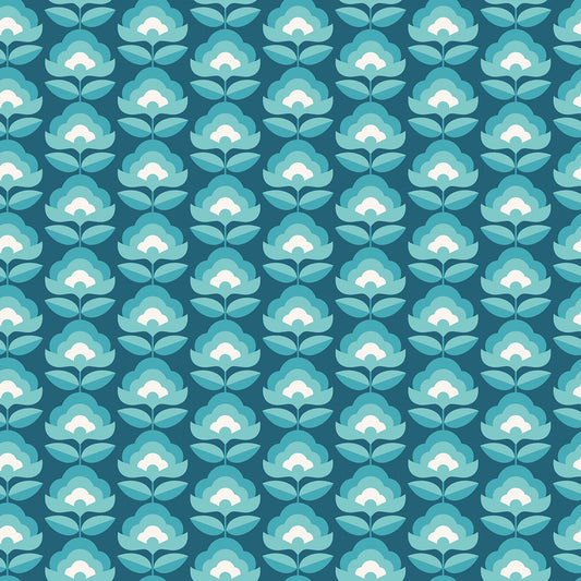 Hoopla Walls Retro Flower Teal Mix