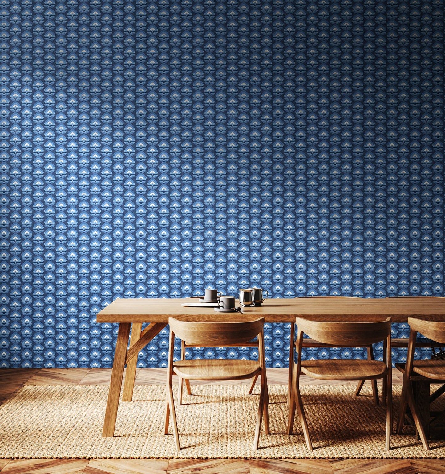 Hoopla Walls Retro Flower Indigo Mix