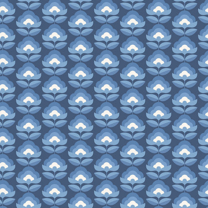 Hoopla Walls Retro Flower Indigo Mix