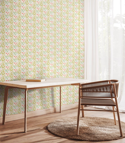 Hoopla Walls Meadow Stripe Peach Duck Egg