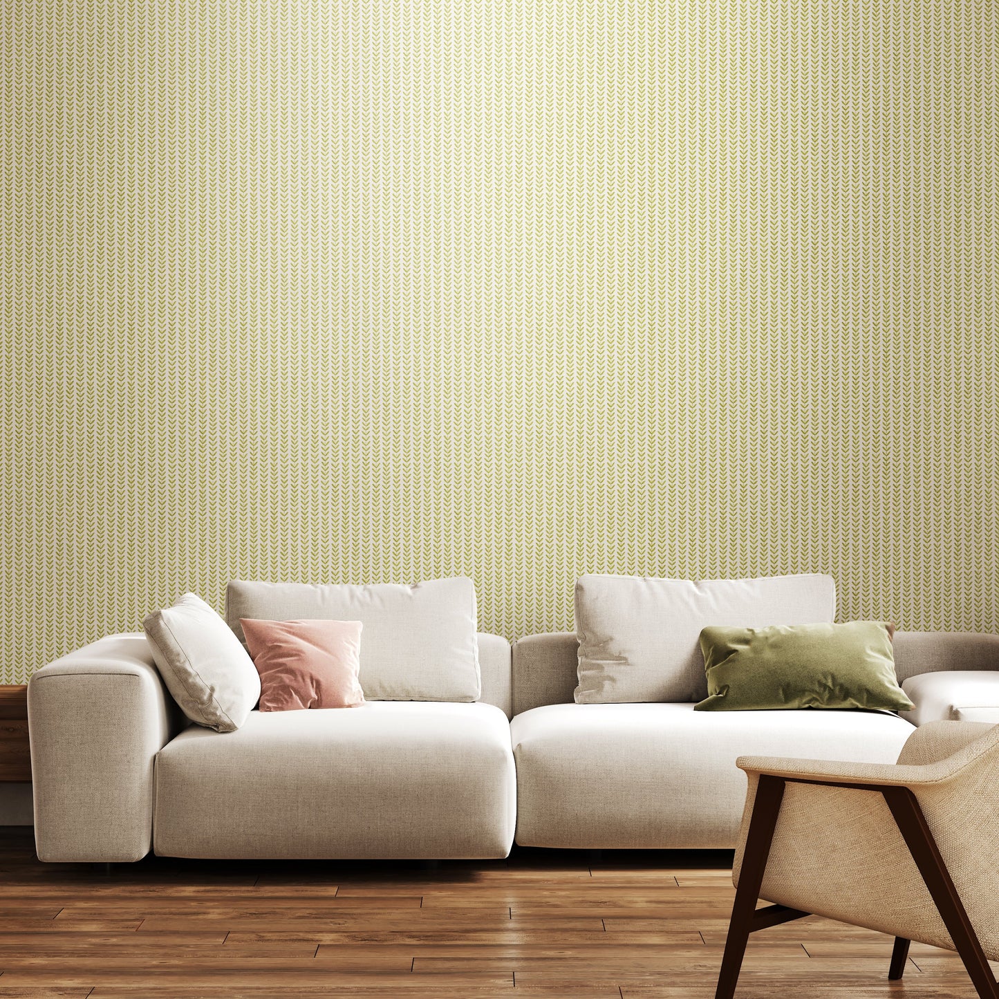 Hoopla Walls Ditsy Leaf Stripe Apple