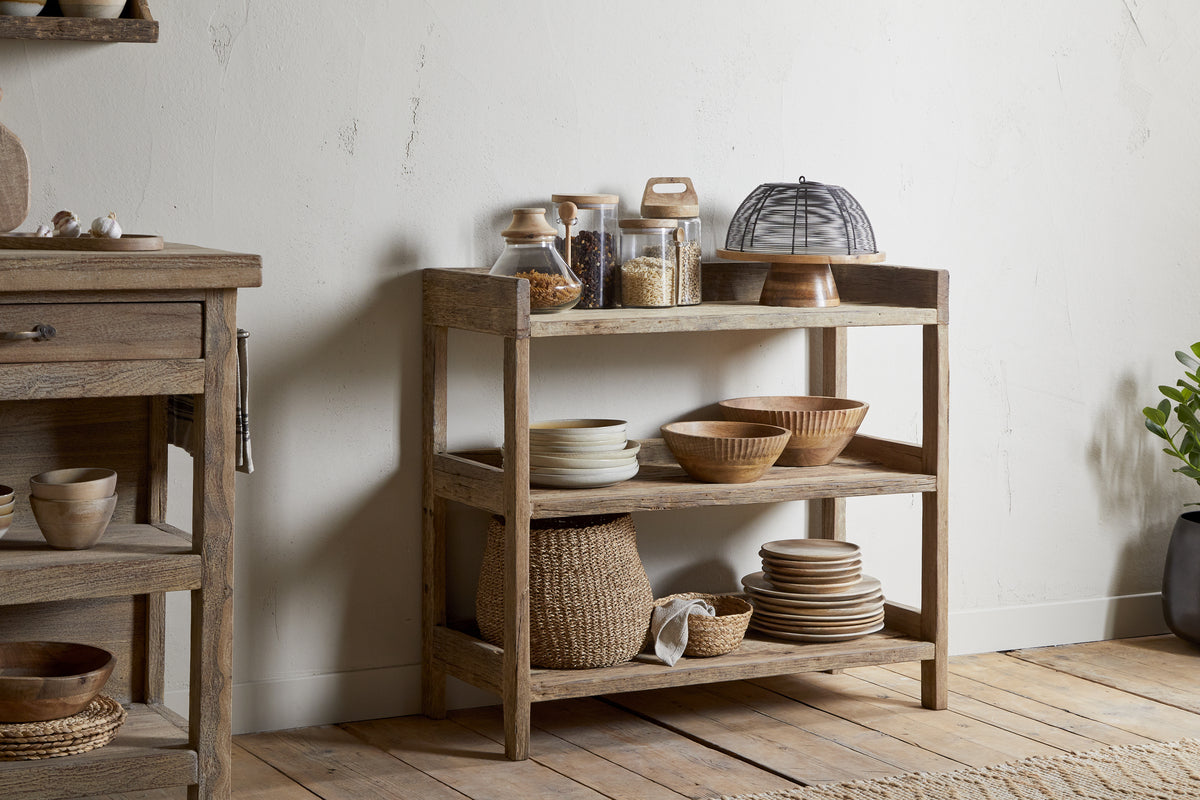 Nkuku Ibo Reclaimed Wood Pantry Standing Shelves Natural
