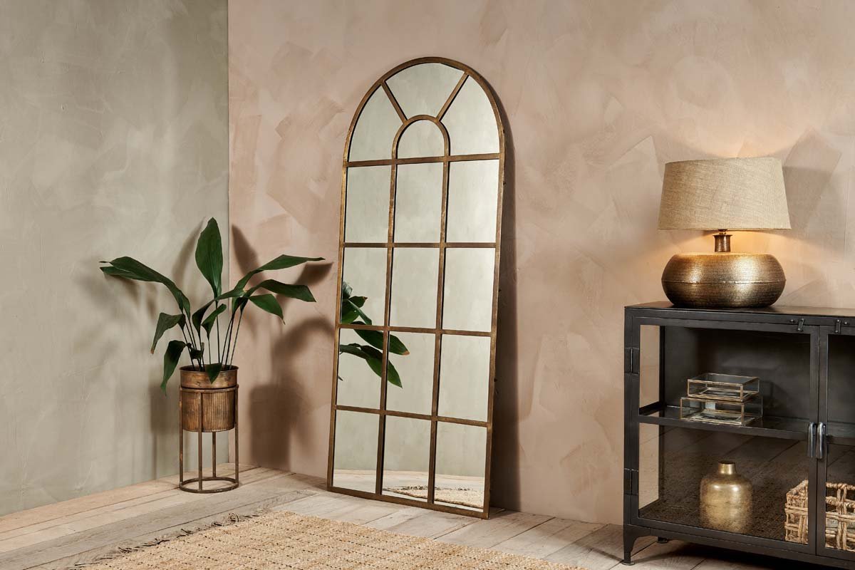 Nkuku Imoma Iron Full Length Arch Mirror Brass