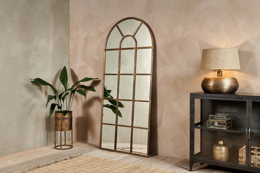 Nkuku Imoma Iron Full Length Arch Mirror Brass