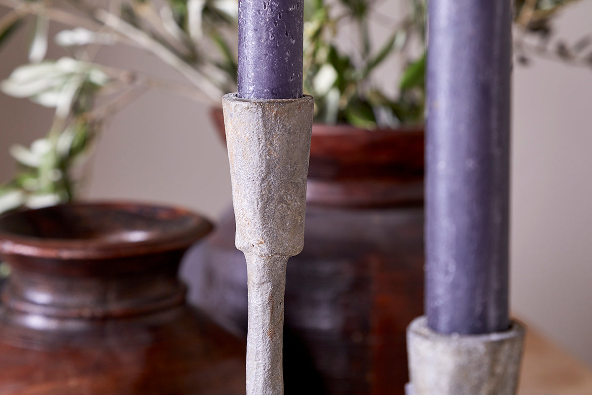 Nkuku Inigo Candle Holder Aged Zinc