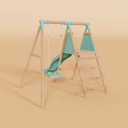 Single Wooden Swing Set With Slide - Springwood I