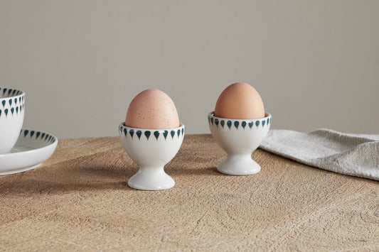 Nkuku Juniper Drop Egg Cups Cream & Juniper (Set Of 2)