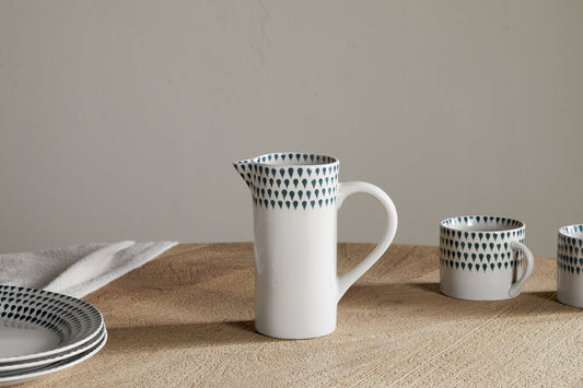 Nkuku Juniper Drop Jug Cream & Juniper Small