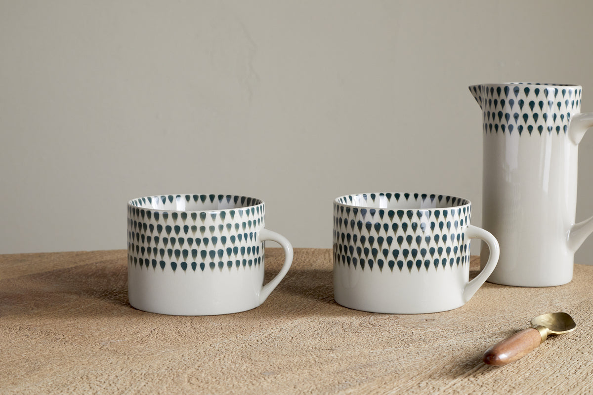 Nkuku Juniper Drop Mug Cream & Juniper Large (Set Of 2)
