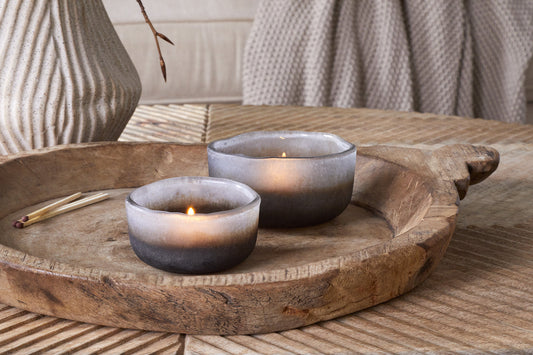 Nkuku Janka Tealight Holders Smoked Charcoal (Set Of 2)
