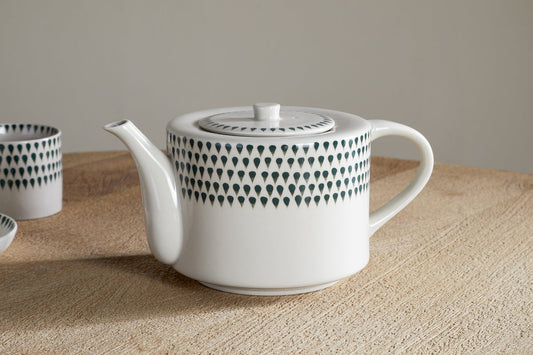 Nkuku Juniper Drop 4 Person Teapot Cream & Juniper