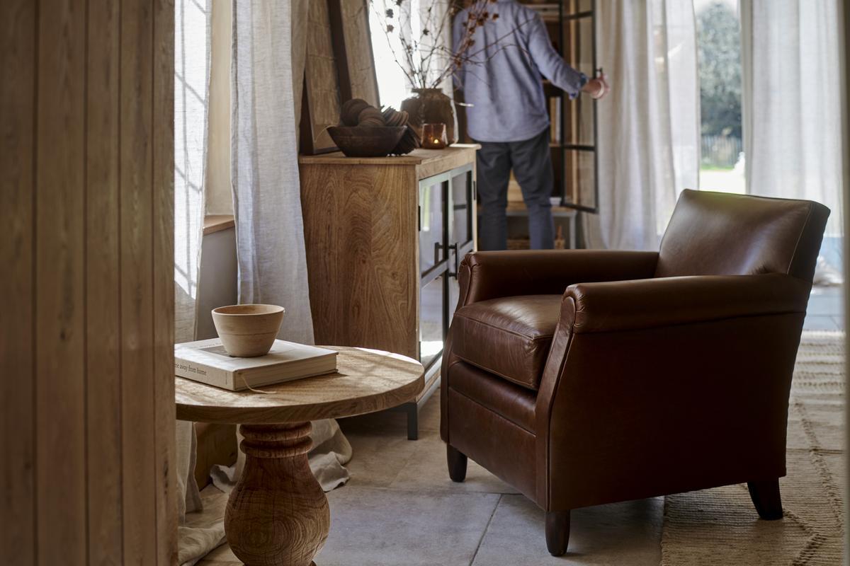 Nkuku Knada Leather Armchair Chocolate Brown