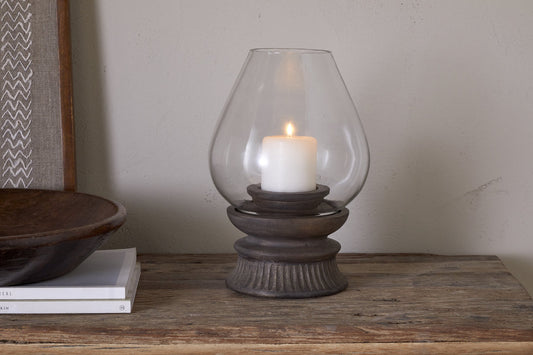 Nkuku Kawani Mango Wood Lantern Dark Ash