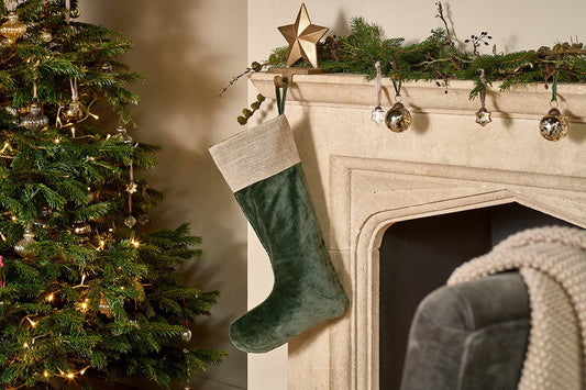 Nkuku Karru Cotton Velvet Stocking Forest Green