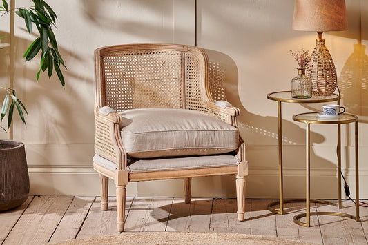 Nkuku Kaziria Cane & Linen Armchair Natural