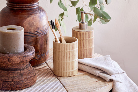 Nkuku Kiani Ceramic Toothbrush Holder Cream