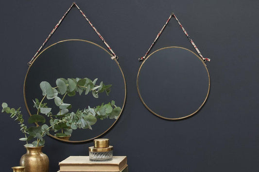 Nkuku Kiko Round Mirror Brass