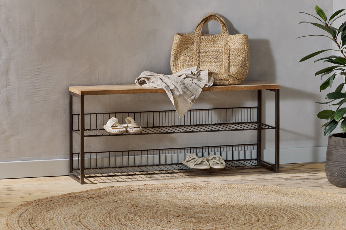 Nkuku Kiyoma Iron & Wood Low Standing Shelves Natural