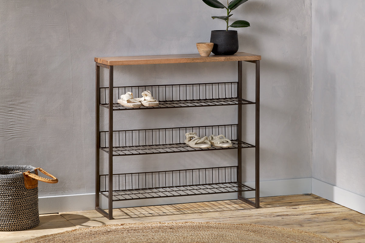 Nkuku Kiyoma Iron & Wood Tall Standing Shelves Natural