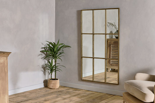 Nkuku Kurci Rectangular Full Length Mirror Antique Brass