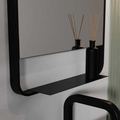 Origins Living Ludgate Mirror With Shelf 55x100cm Matt Black