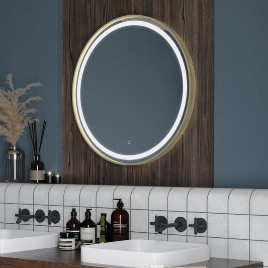 Origins Living Lomax Light Round Mirror 70cm Brushed Brass
