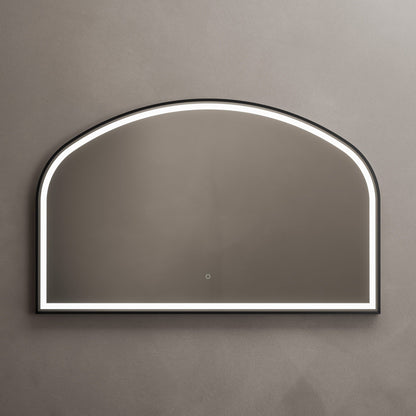 Origins Living Lomax Light Overmantle Arch Illuminated Mirror 120 X 75cm Brushed Black
