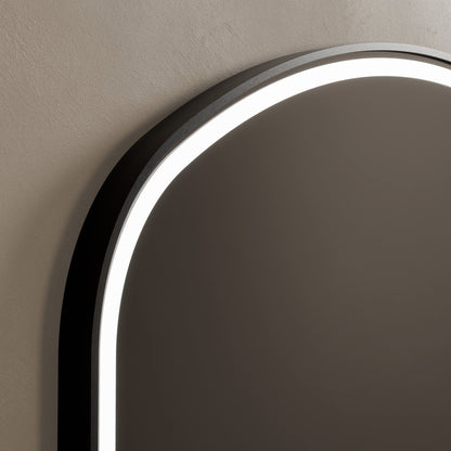Origins Living Lomax Light Overmantle Arch Illuminated Mirror 120 X 75cm Brushed Black