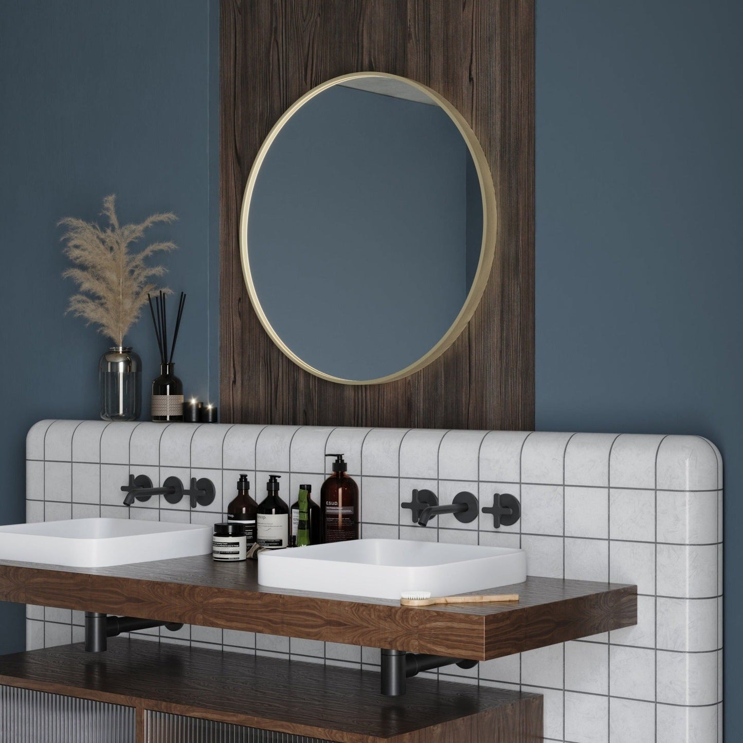 Origins Living Lomax Round Mirror 70cm Brushed Brass