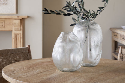Nkuku Linsy Ribbed Glass Vase Clear