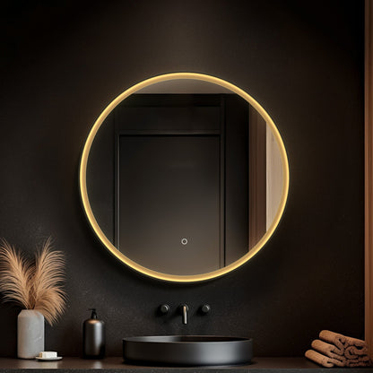 Origins Living Luxor Round Illuminated Mirror 80cm Gold & Black
